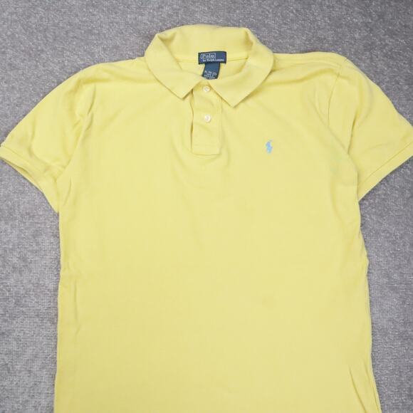 VTG Polo Ralph Lauren Youth XL Yellow Short Sleeve 1/4 Button Collared Shirt - Picture 7 of 10